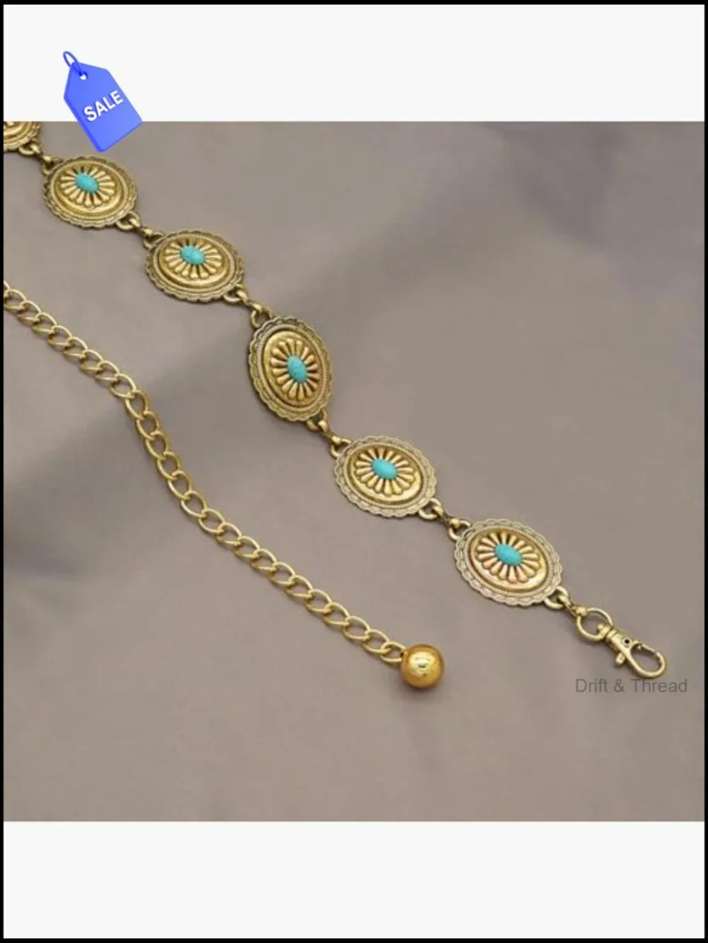 Metal Concho Chain Belt Western Cowgirl Waist Chain
